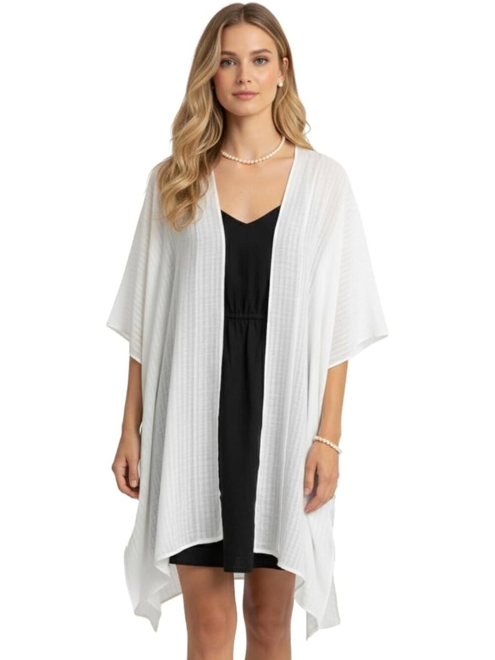 Women Rz Ivory Viscose Summer Lightweight Boho Kimono Cardigan Cover ups